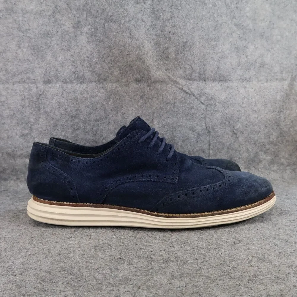Cole Haan Shoes Mens 13 Oxfords Wingtip Lunargrand Leather Classic Blue Fashion